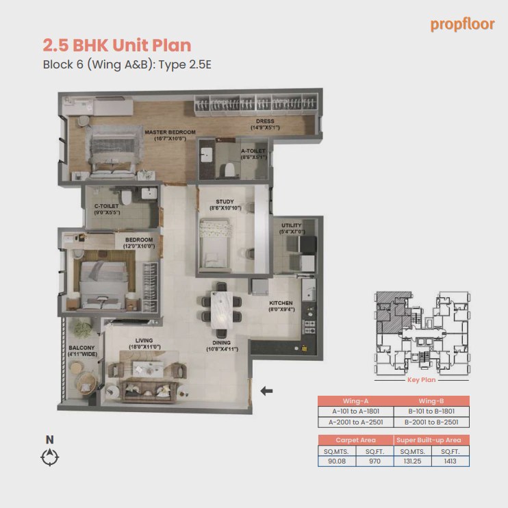 Adarsh Welkin Park 2.5 BHK floor plan 2