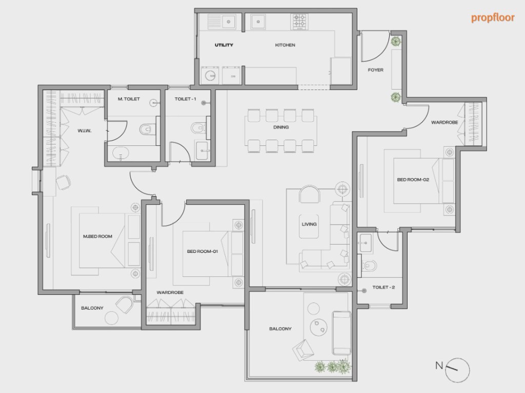 Assetz Melodies of Life Apartments 3 BHK floor plan 1