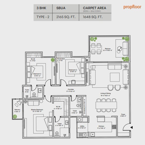 Assetz Mizumi Reserve 3 BHK floor plan 2