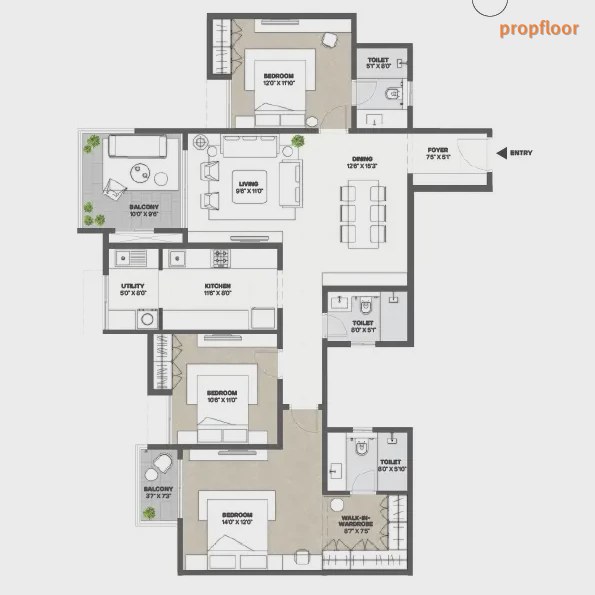 Assetz Ren and Rei 3 BHK floor plan 2