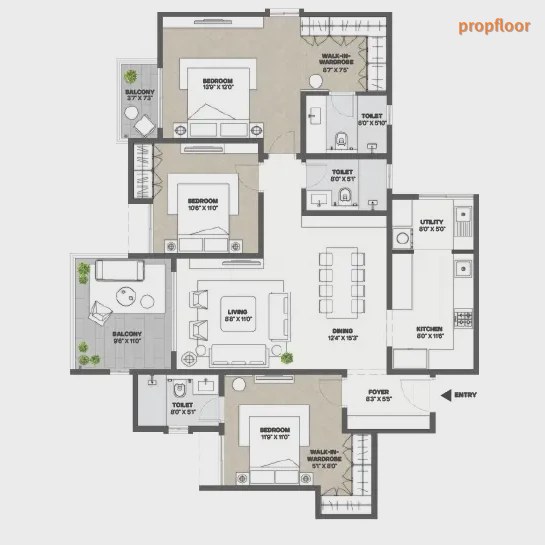 Assetz Ren and Rei 3 BHK floor plan 1