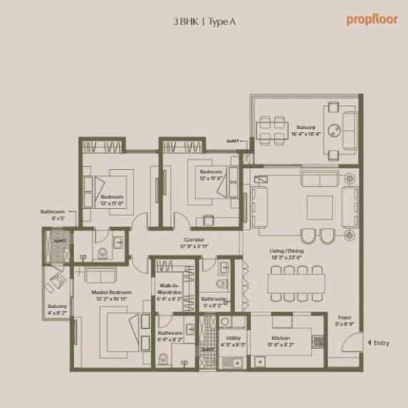 Assetz Trees & Tandem 3 BHK floor plan 1