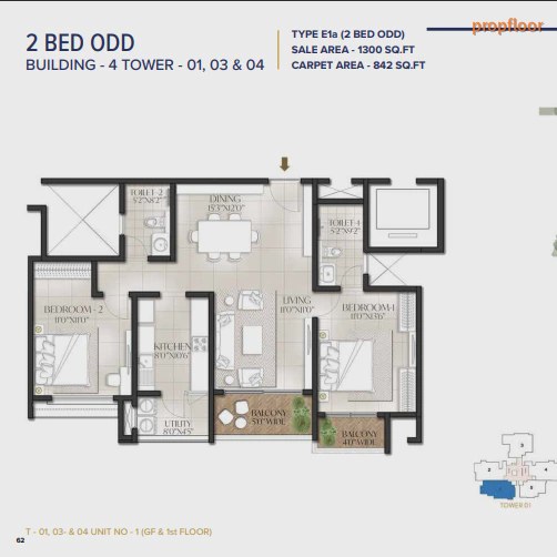 Aston Park at Prestige City 2 BHK floor plan 2