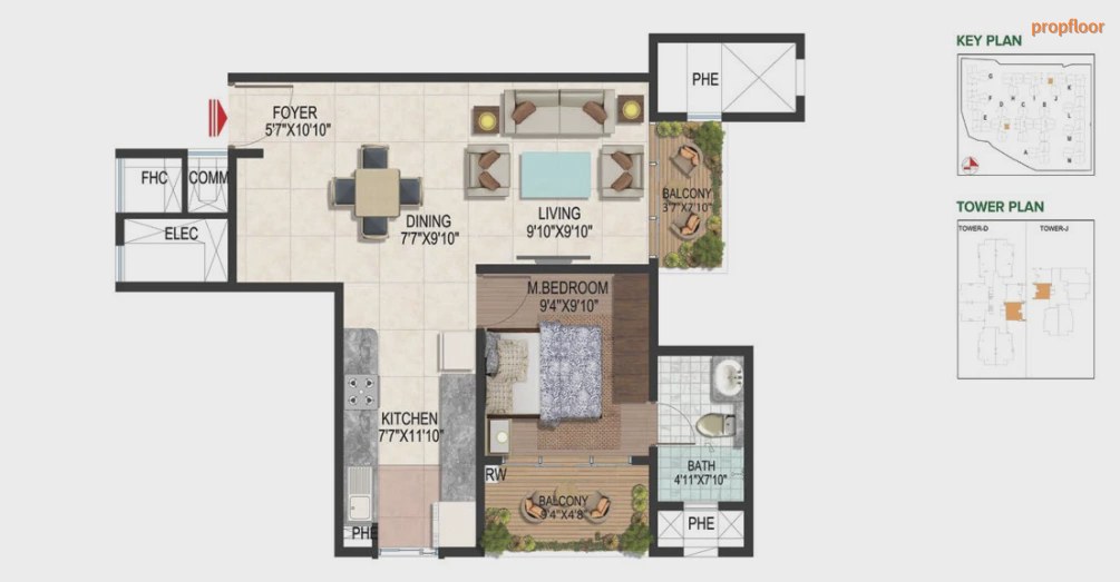 Brigade Meadows - Plumeria 1 BHK floor plan 1