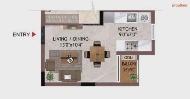 Casagrand Amor 1 BHK floor plan 1