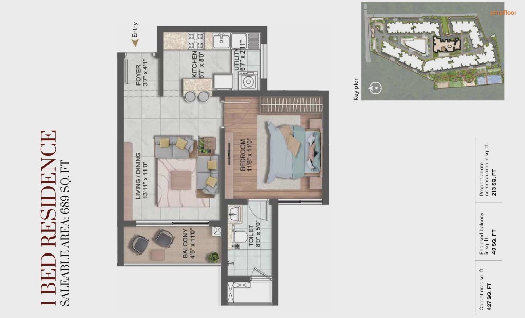 CKPC Winds of Change 1 BHK floor plan 1