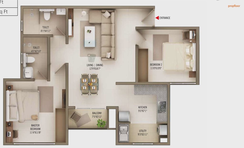 Concorde Antares 2 BHK floor plan 2