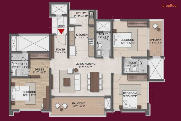 Concorde Eleve 3 BHK floor plan 2