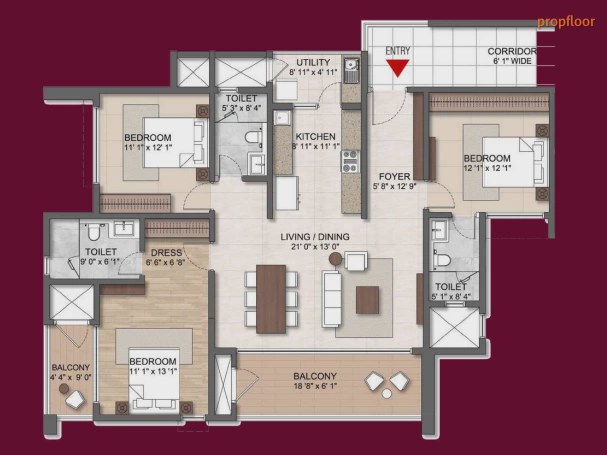 Concorde Eleve 3 BHK floor plan 1