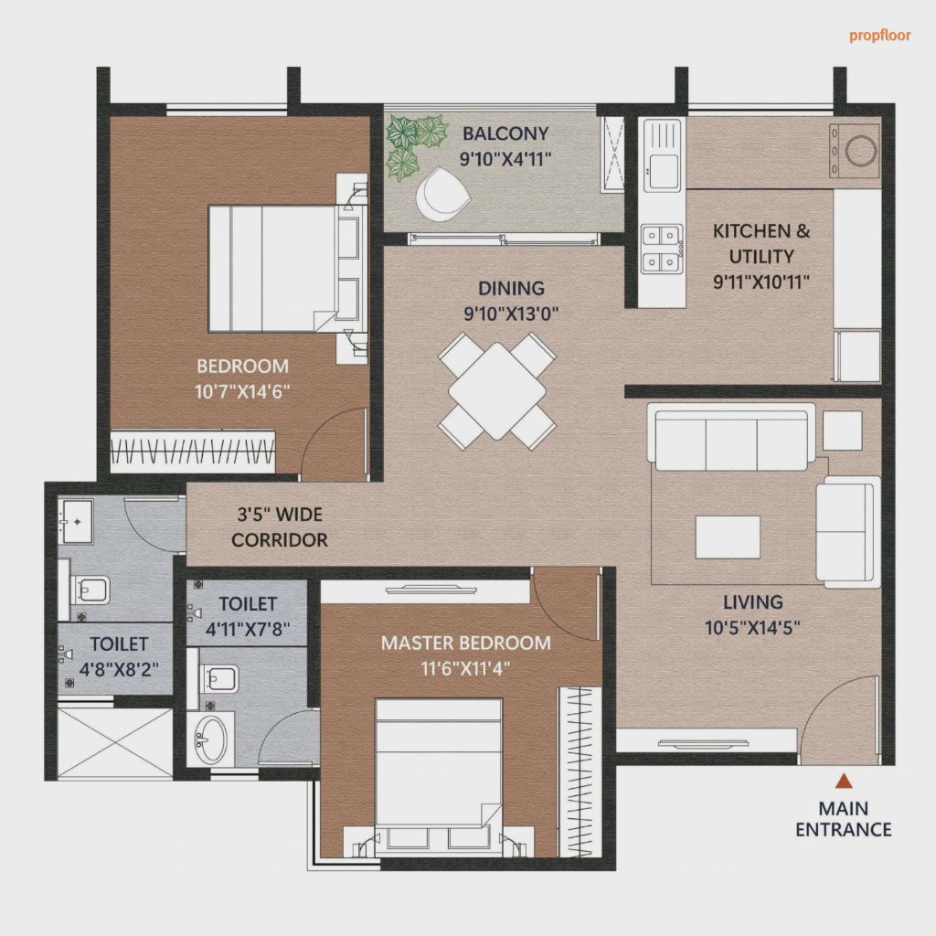 Concorde Neo 2 BHK floor plan 2