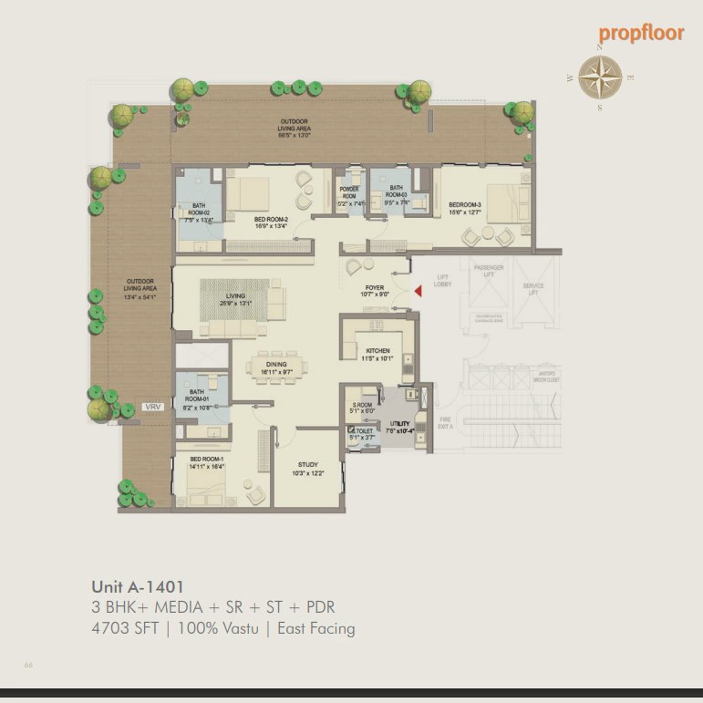 DivyaSree 77° Life 3 BHK floor plan 2