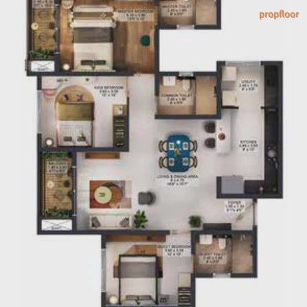 Ebony at Brigade Orchards 3 BHK floor plan 1
