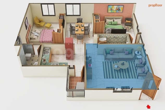 Endeavour Evara 2 BHK floor plan 2