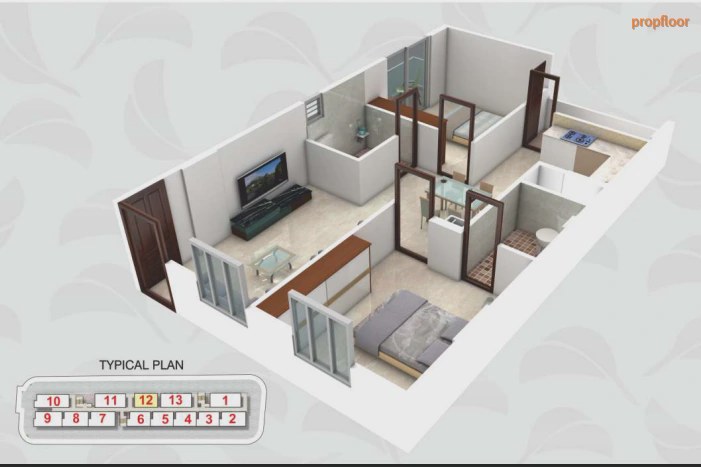 Global Edifice Orlean 2 BHK floor plan 1