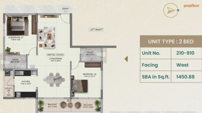Global Edifice – The Clan 2 BHK floor plan 2