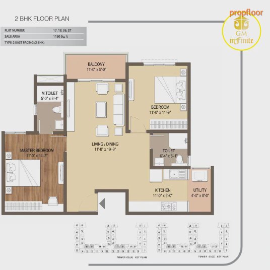 GM Global Techies Town 2 BHK floor plan 2