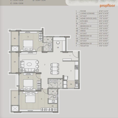 Goyal Orchid South Park 3 BHK floor plan 4