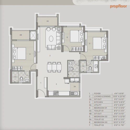 Goyal Orchid South Park 3 BHK floor plan 2