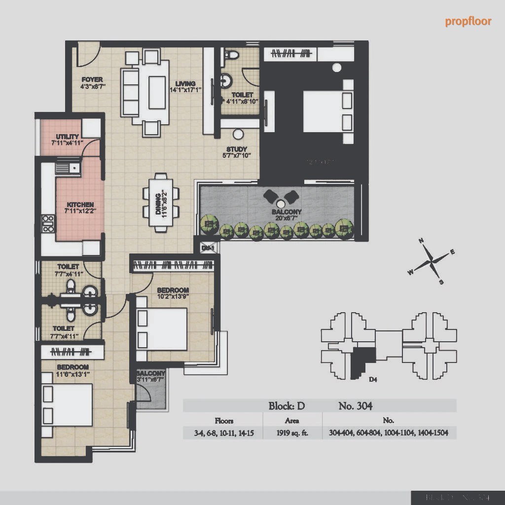 Hoysala Ace Phase II 3 BHK floor plan 4