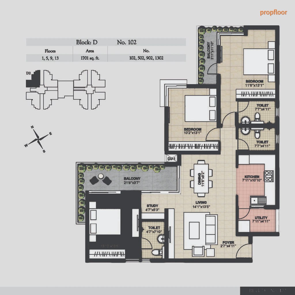 Hoysala Ace Phase II 3 BHK floor plan 3