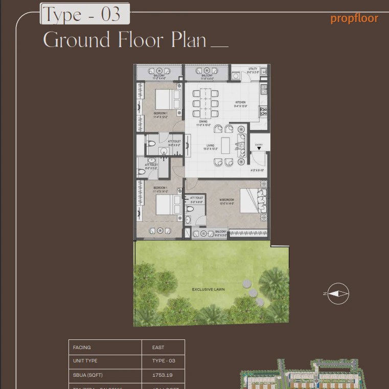 Inspira Winds of Life 3 BHK floor plan 3