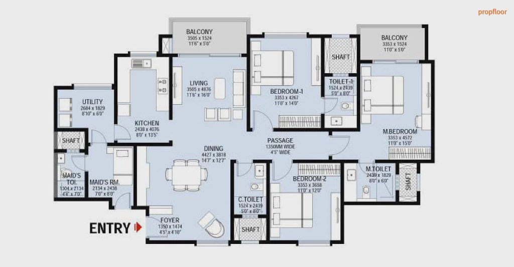 L&T Raintree Boulevard Phase-II 3 BHK floor plan 3