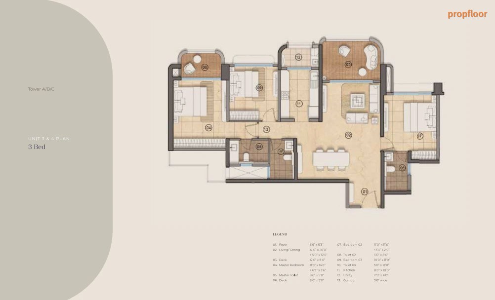 Lodha Elanza 3 BHK floor plan 2