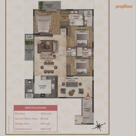 Magnolia Delight 3 BHK floor plan 4