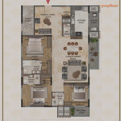Magnolia Delight 3 BHK floor plan 3