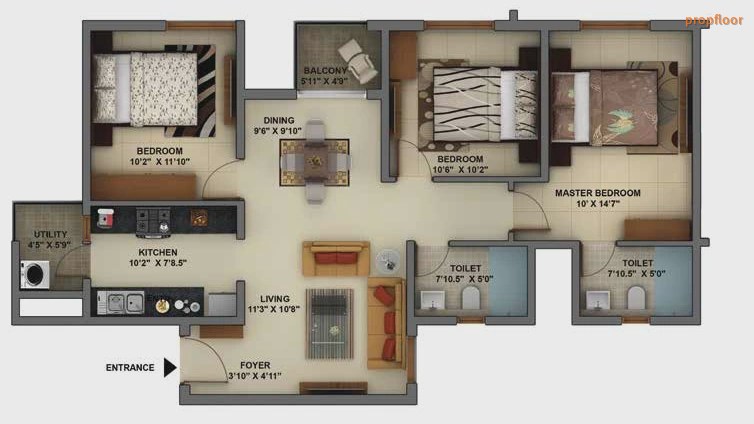 Mantri Energia 2 BHK floor plan 1