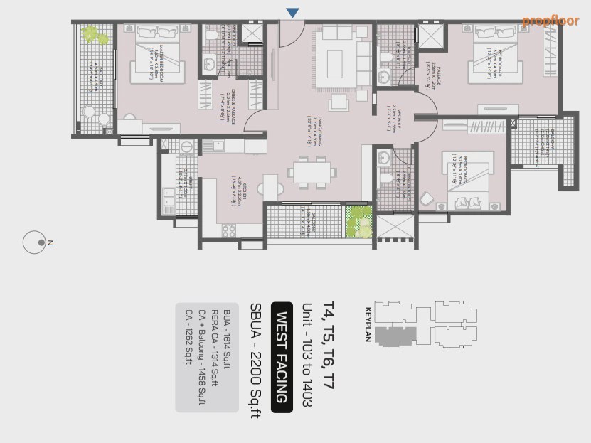 Modern Spaaces Engrace Vista 3 BHK floor plan 4