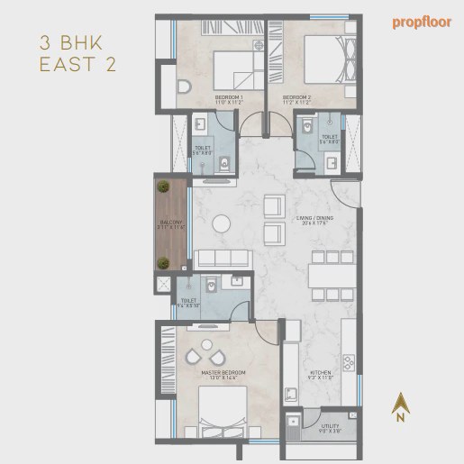 Navanaami Courtyard Of Life 3 BHK floor plan 3
