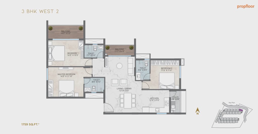 Navanaami Courtyard Of Life 3 BHK floor plan 4