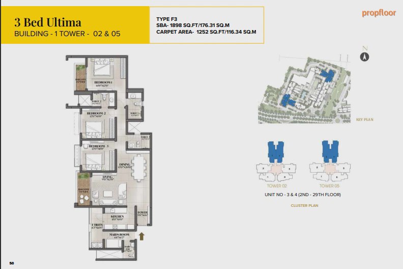 Prestige City Avalon Park 3 BHK floor plan 3