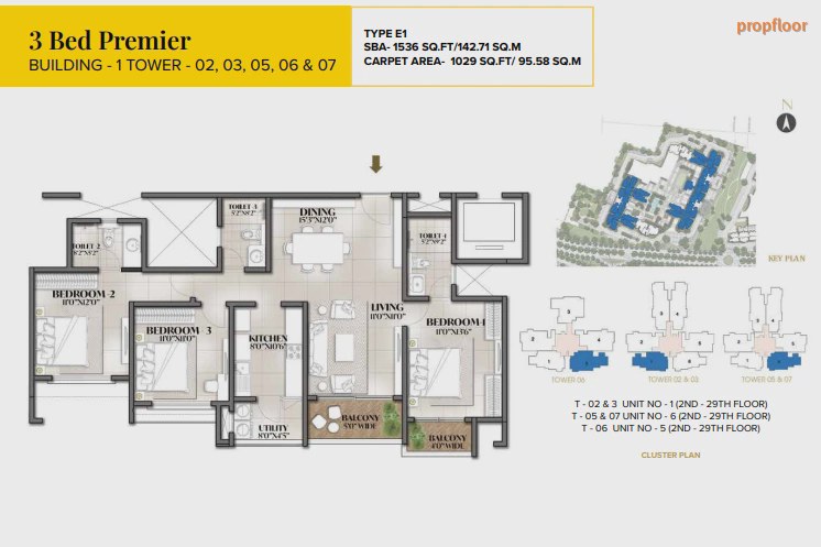 Prestige City Avalon Park 3 BHK floor plan 2