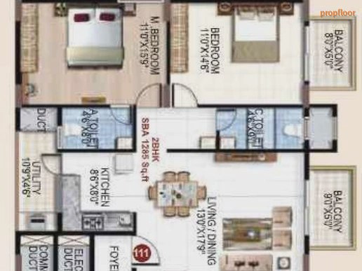 PSR Vanasree 2 BHK floor plan 2