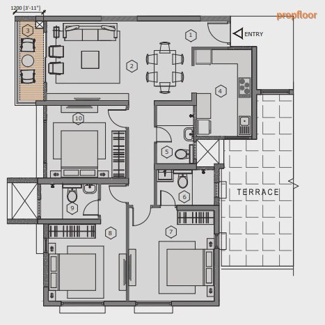 Purva Blubelle 3 BHK floor plan 3