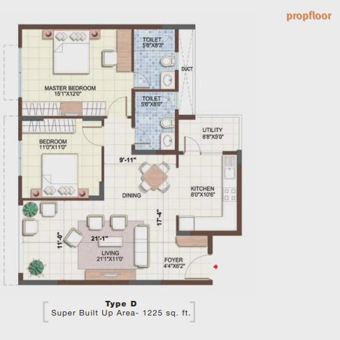 Purva Sunflower 2 BHK floor plan 2