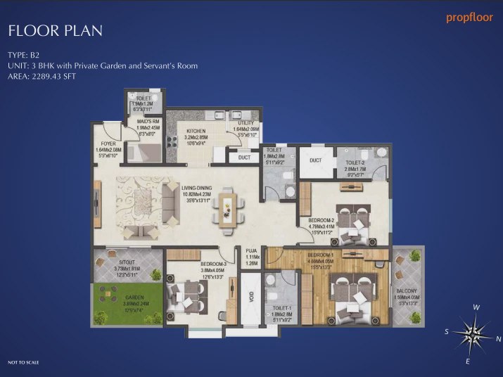 Sobha Indraprastha 3 BHK floor plan 2