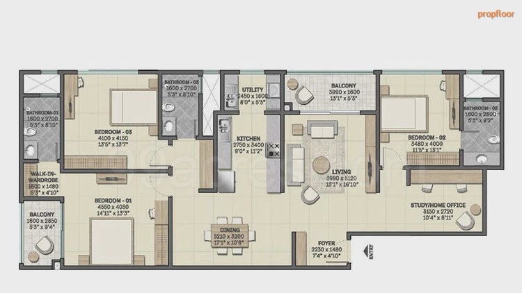 Sobha Insignia 3 BHK floor plan 2