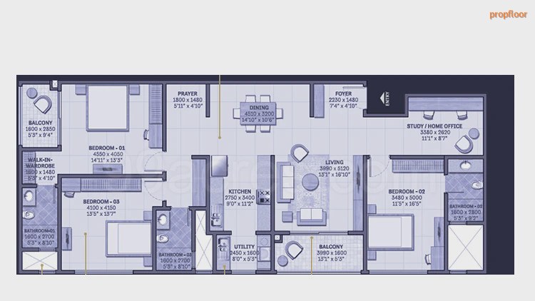 Sobha Insignia 3 BHK floor plan 3