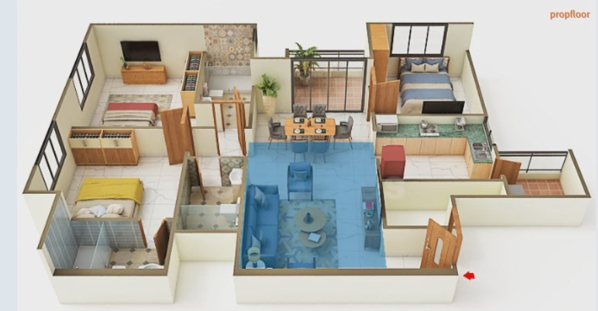 Sobha Silicon Oasis 3 BHK floor plan 1