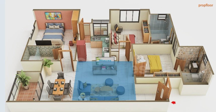 Sobha Silicon Oasis 3 BHK floor plan 2