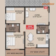 Sumuk Square Phase 2 2 BHK floor plan 2