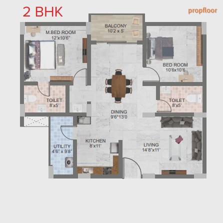 Surya Serene Skyline 2 BHK floor plan 1