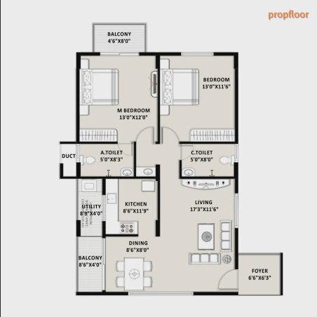 TG Legacy 2 BHK floor plan 1