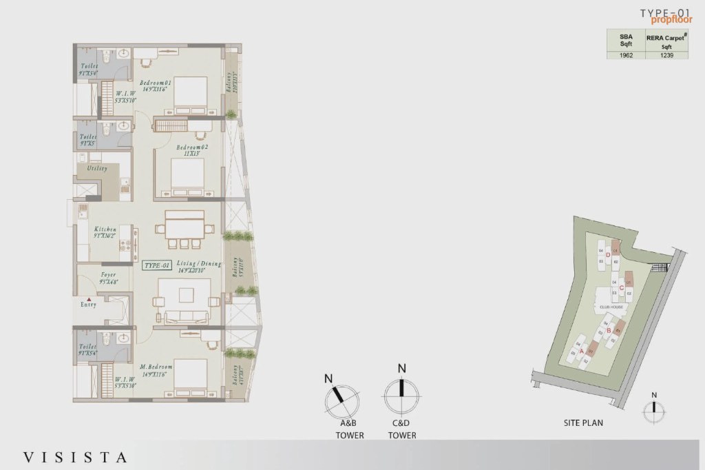 Visista by Vista Spaces Okas 3 BHK floor plan 2