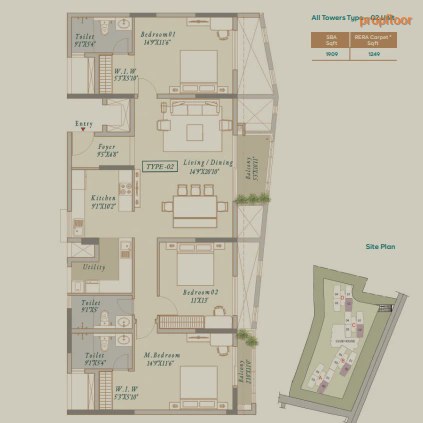 Visista by Vista Spaces Okas 3 BHK floor plan 1