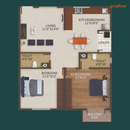 Vruksha Greens 2 BHK floor plan 2